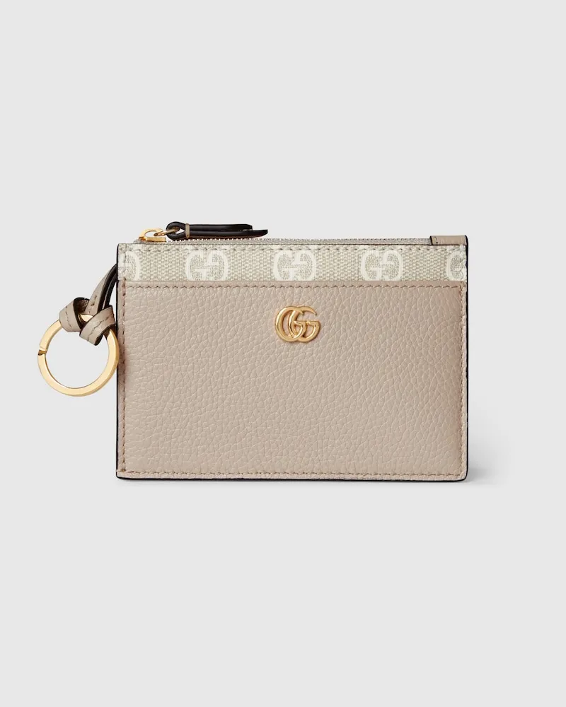 Gucci Zweifarbiges GG Marmont Schlüsseltäschchen Mit RV Nude