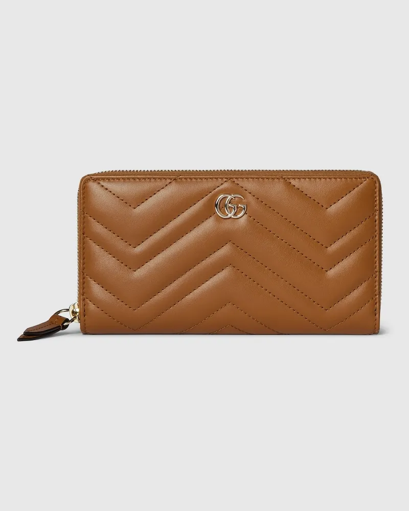 Gucci GG Marmont Brieftasche Mit Rundumreißverschluss Braun