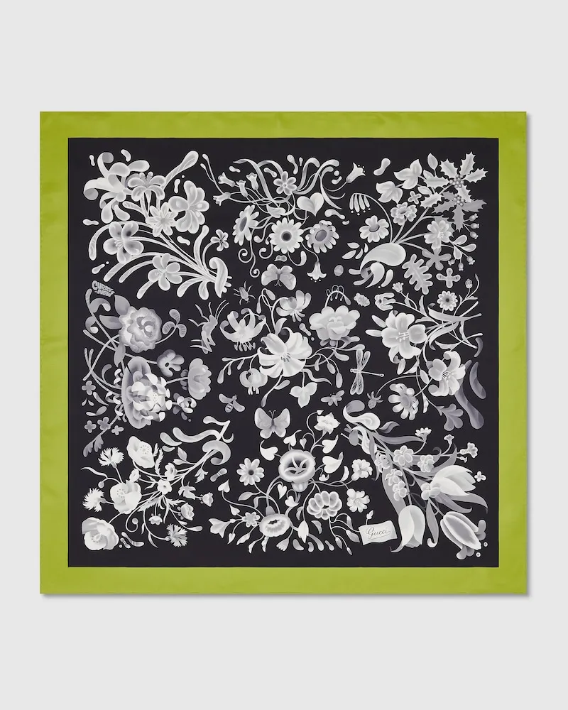 Gucci Vierecktuch aus Seide Mit Print, 90 x 90 Projekt Grün