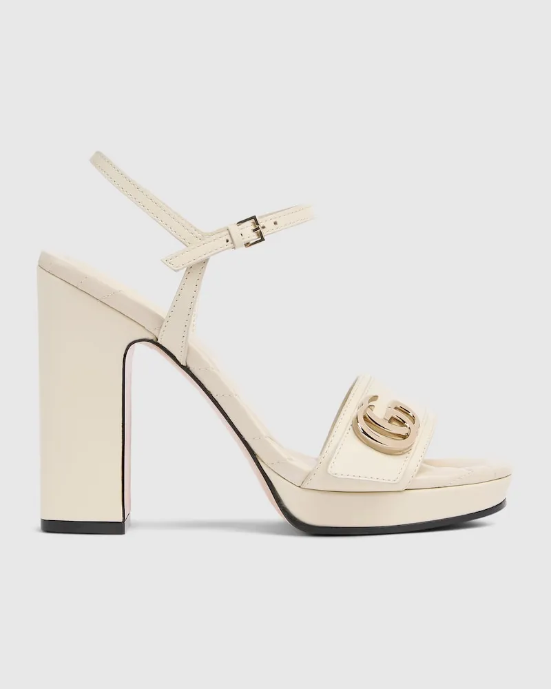 Gucci Damensandale mit Plateau Und Doppel G Beige