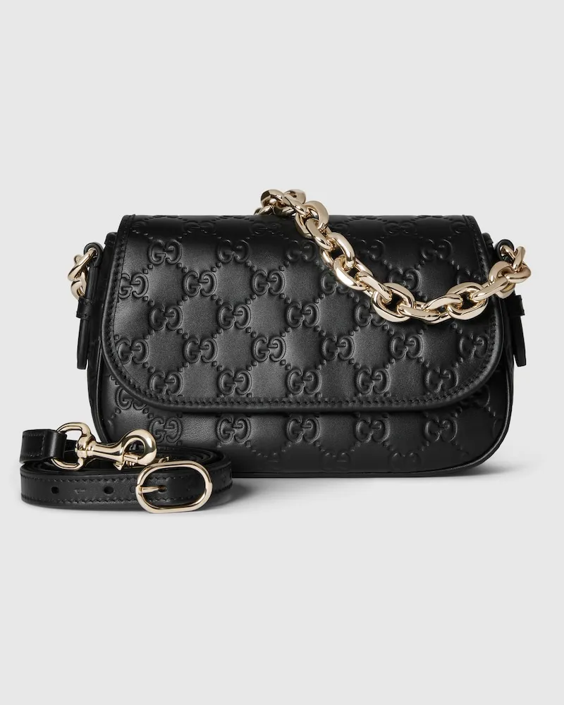 Gucci Kleine GG Emblem Schultertasche Schwarz