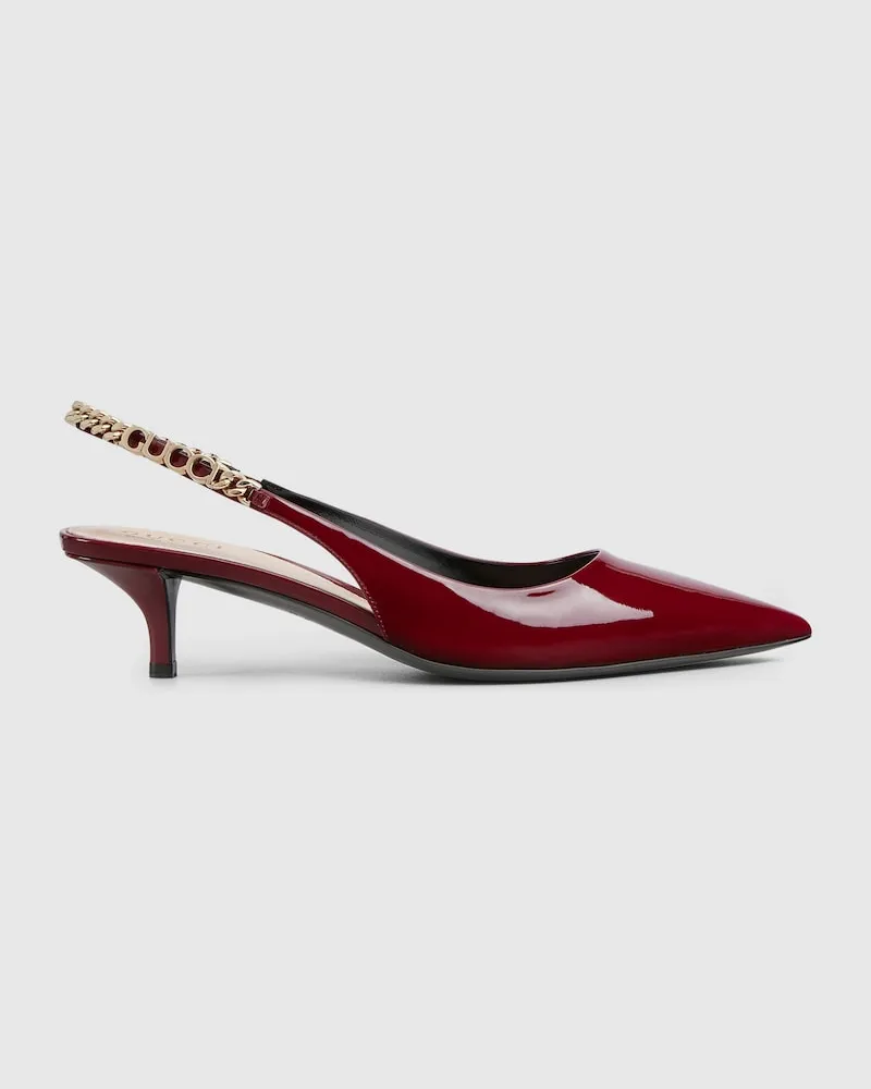 Gucci Signoria Pumps Mit Fersenriemchen, Größe Rot
