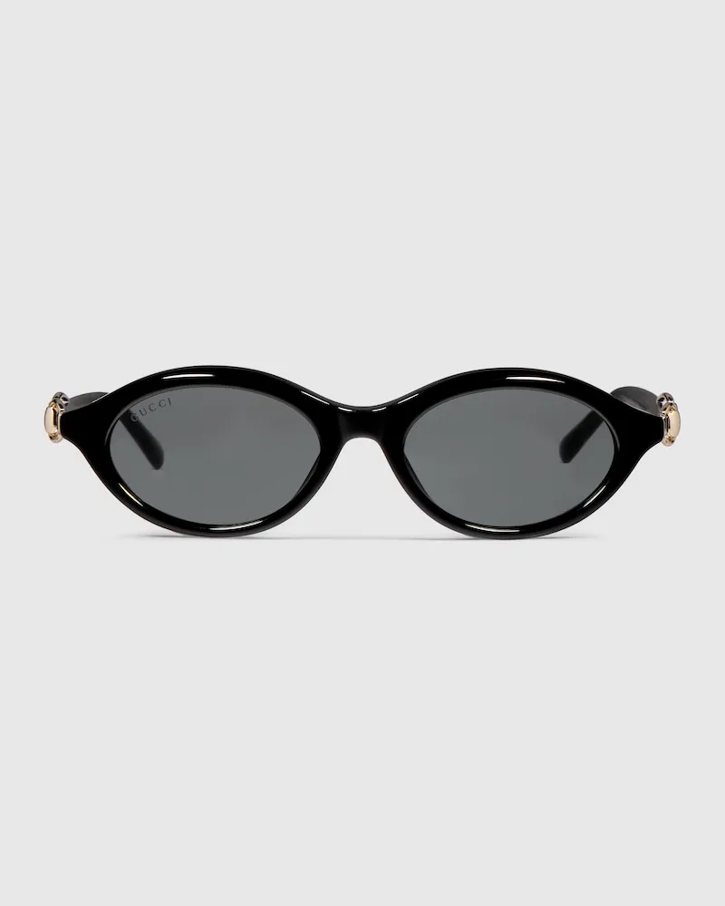 Gucci Sonnenbrille mit Ovalem Rahmen Schwarz