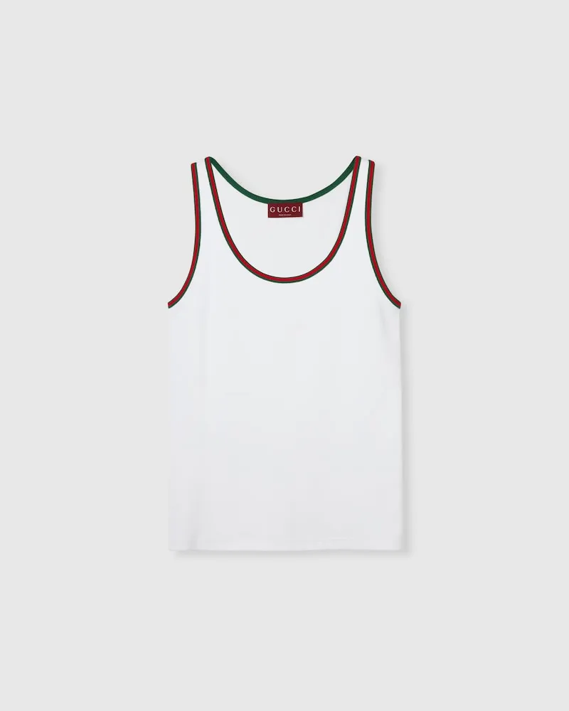 Gucci Tanktop aus Gerippter Baumwolle Mit Web, Größe Weiß