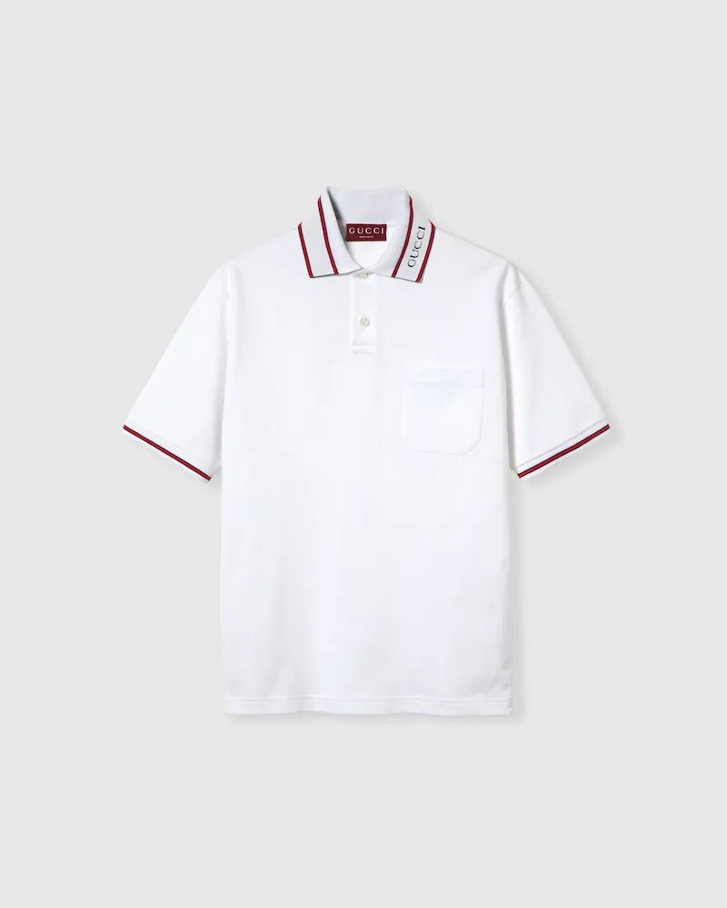 Gucci Poloshirt aus Baumwoll-Piqué, Größe Weiß