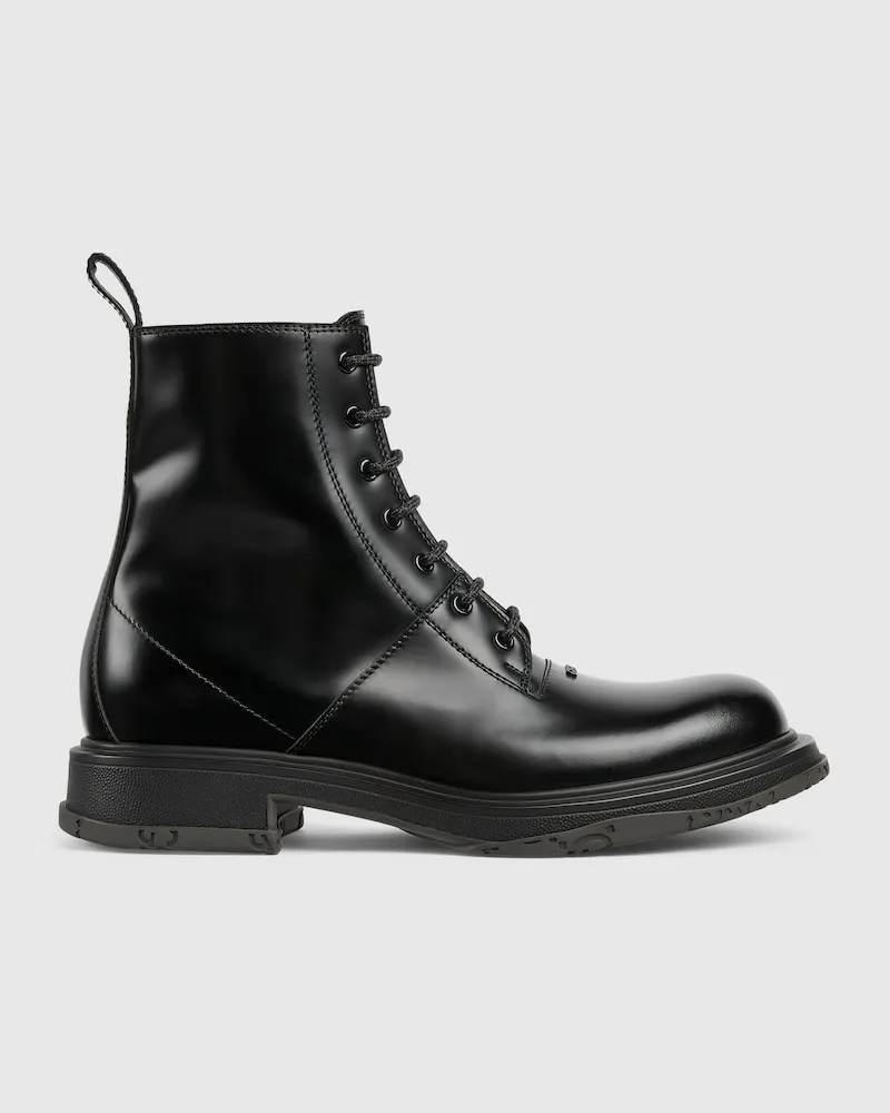 Gucci Herren-Schnürboots Mit Farblich Abgestimmtem Logo, Größe Schwarz