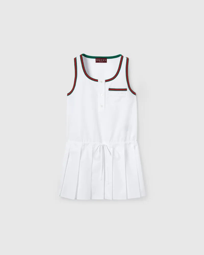Gucci Kleid aus Baumwollpopeline Mit Web, Größe Weiß