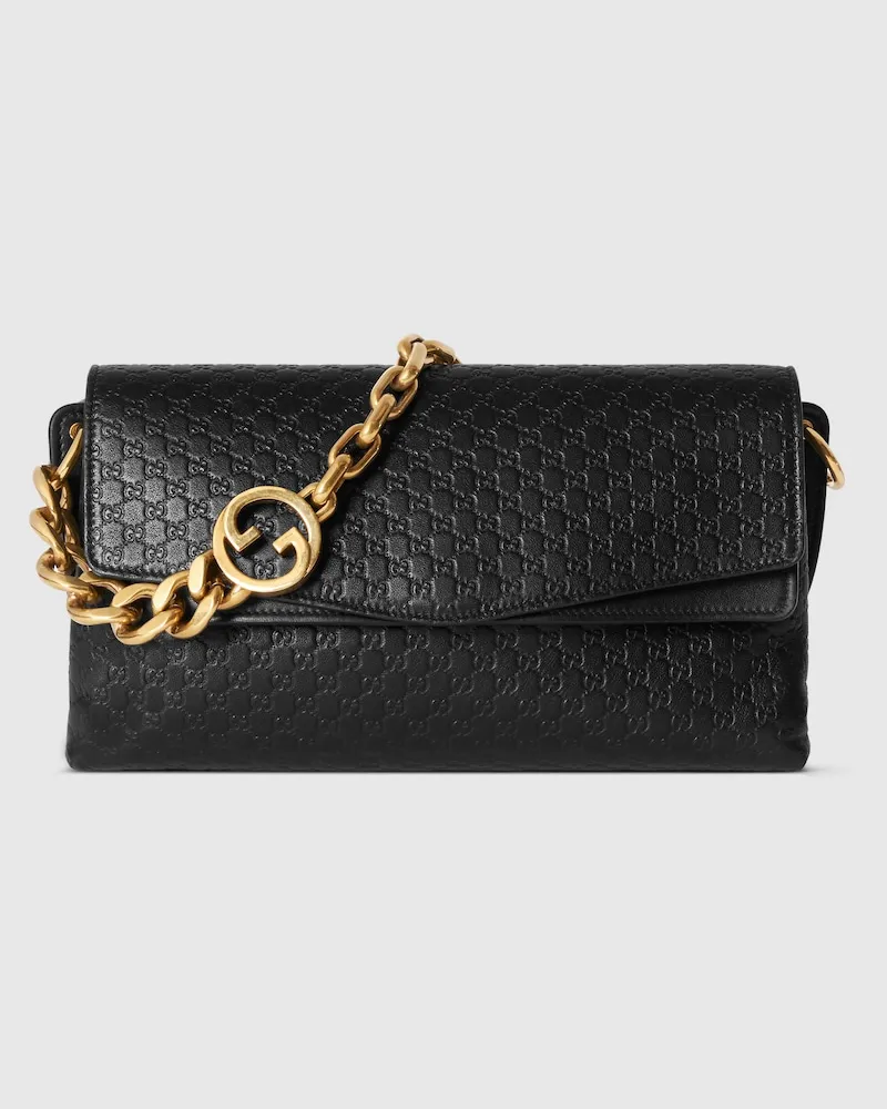Gucci Mittelgroße Schultertasche Mit Kette Schwarz