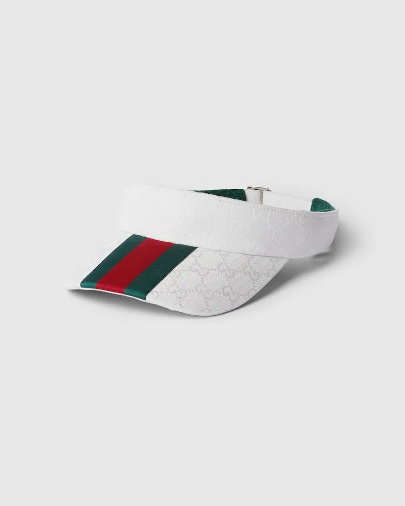 Gucci Visière En Toile GG Avec Détail Bande Web, Taille Blanc