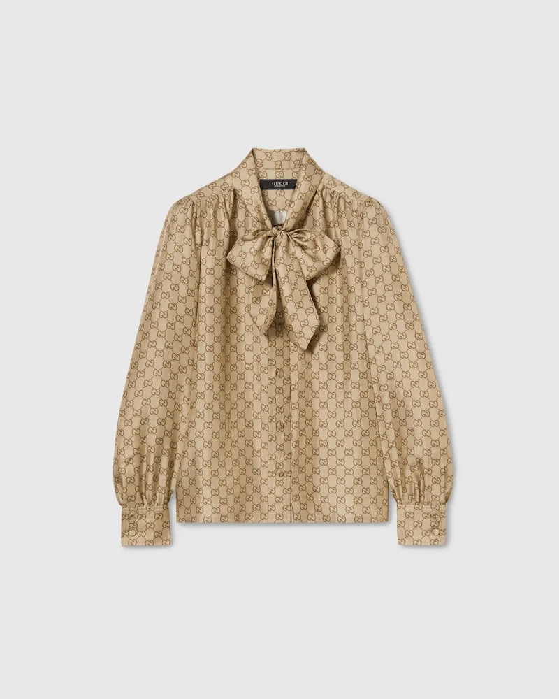 Gucci Bluse aus Seidentwill Mit Print, Größe Beige