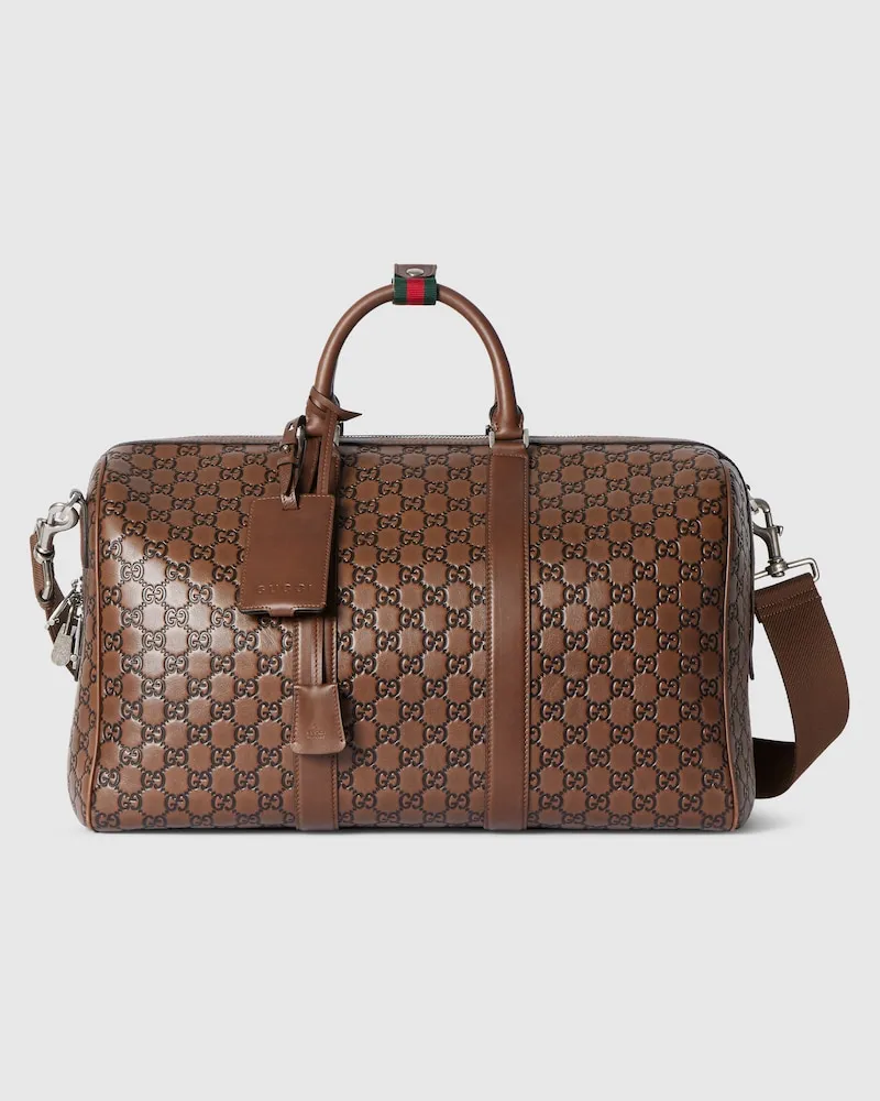 Gucci Mittelgroße GG Emblem Reisetasche Braun