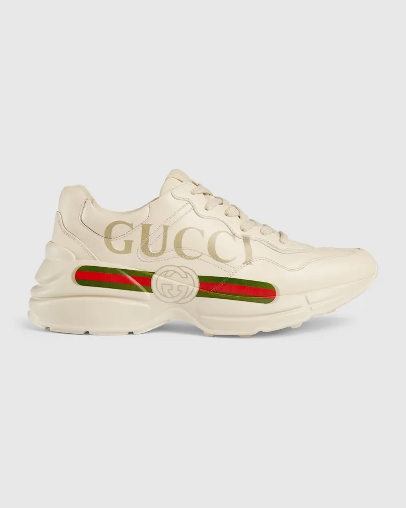 Gucci Rhyton Damensneaker aus Leder Mit Logo, Größe Weiß