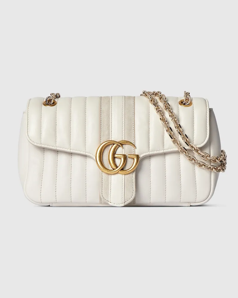 Gucci Jetset GG Marmont Mittelgroße Schultertasche Weiß