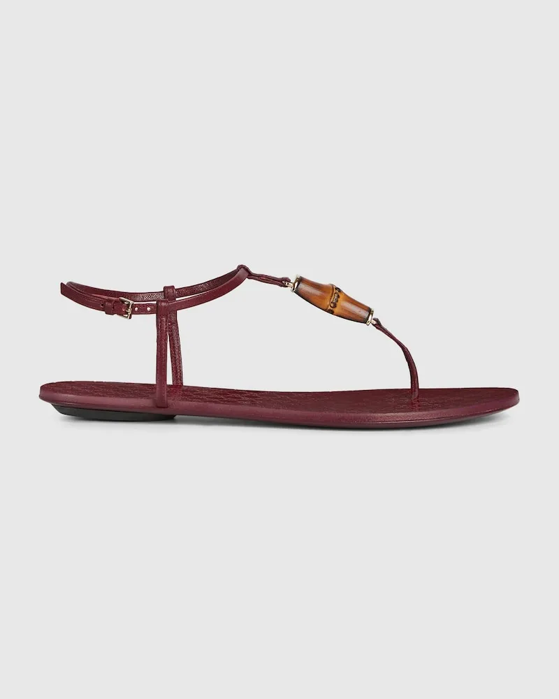 Gucci Damen-Zehensandale Mit Bambus, Größe Bordeauxrot
