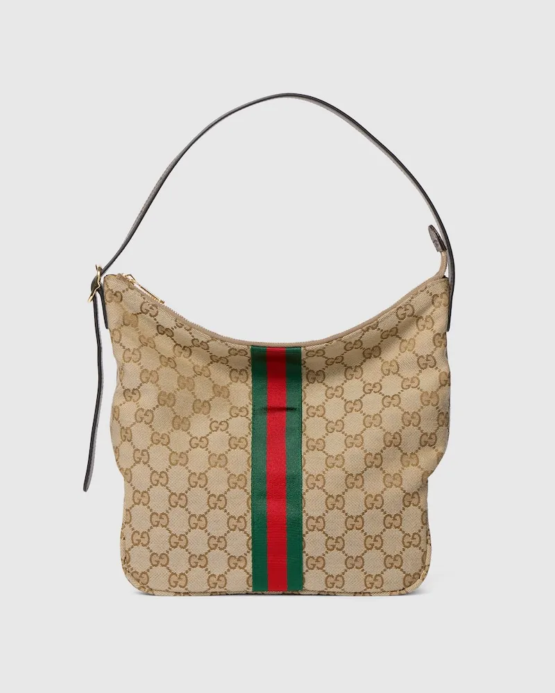 Gucci Mittlere Lunetta Umhängetasche Beige