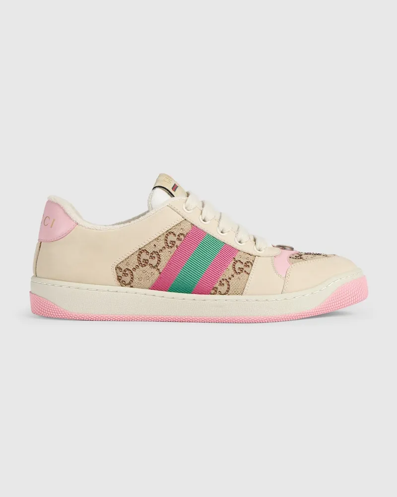 Gucci Screener Damensneaker mit GG Kristallen Weiß