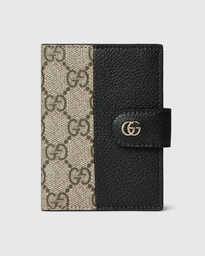 Gucci Zweifarbiges GG Marmont Kartenetui Schwarz