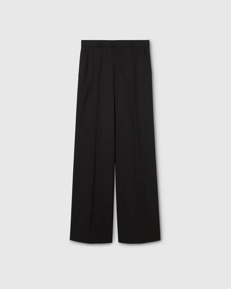 Gucci Hose aus Leichter Wolle Mit Stickerei, Größe Schwarz