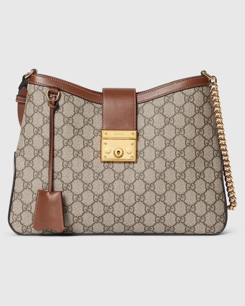 Gucci Große Padlock Schultertasche Beige
