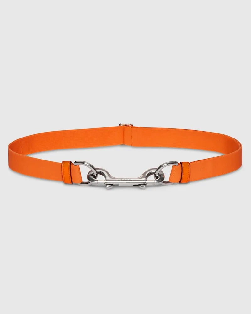 Gucci Schmaler Gürtel Mit Doppeltem Karabinerhaken Orange