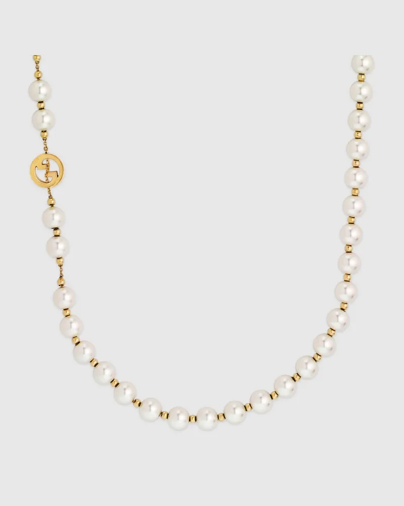 Gucci Lange Interlocking Halskette Mit Perlen Undefined