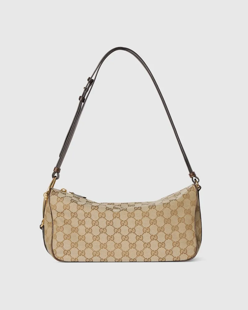 Gucci Mittelgroße Half Horsebit Schultertasche Beige