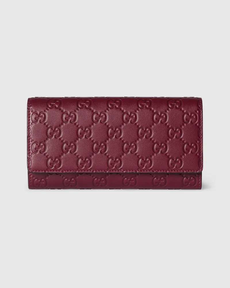 Gucci GG Emblem Continental Brieftasche Bordeauxrot