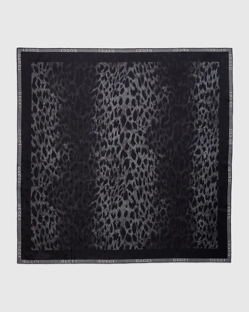 Gucci Vierecktuch aus Seidentwill mit Print Schwarz