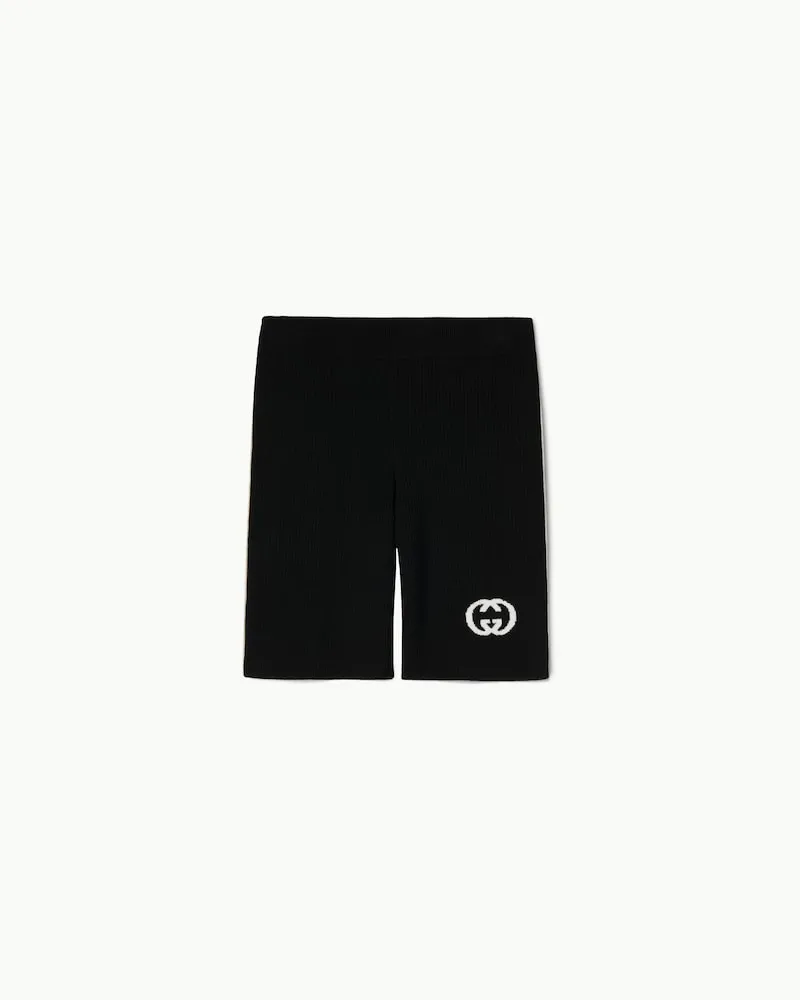 Gucci Gerippte Shorts mit Intarsie, Größe Schwarz