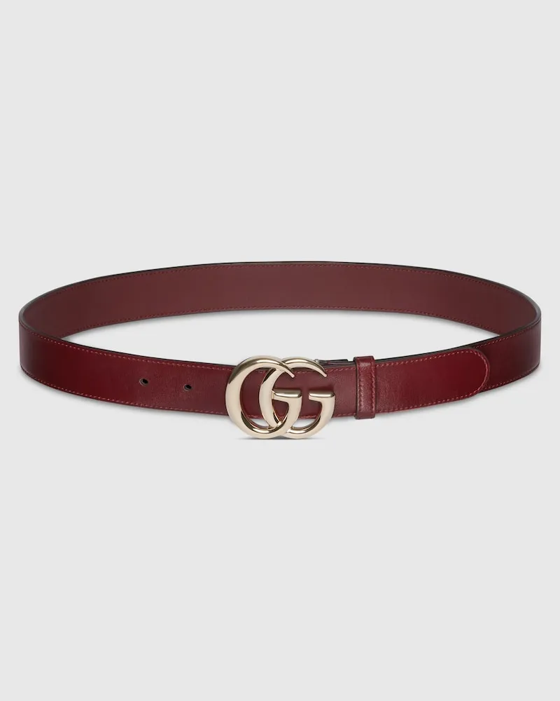 Gucci Schmaler GG Marmont Gürtel, Größe 95 Bordeauxrot