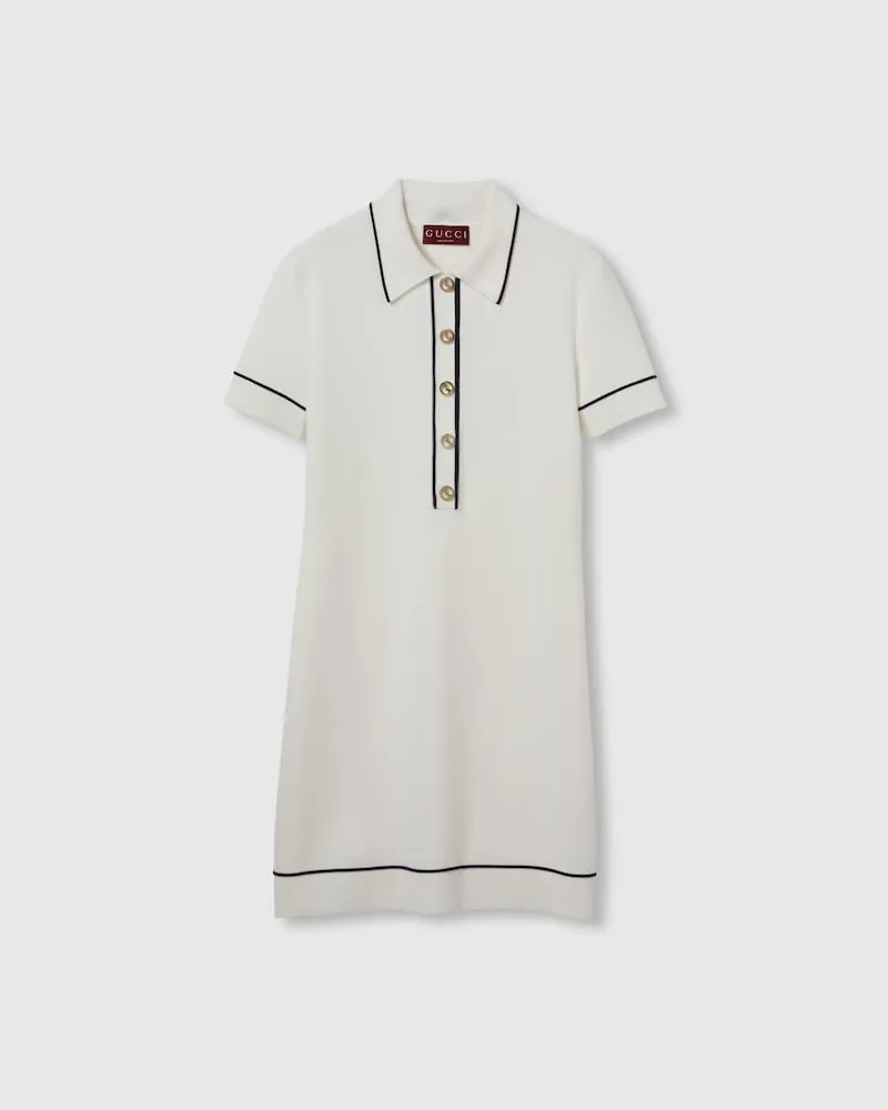 Gucci Polokleid aus Feiner Wolle, Größe Weiß