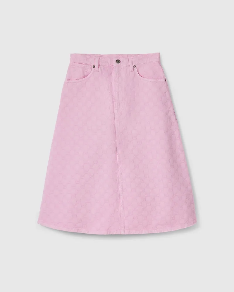 Gucci Rock aus GG Baumwolldenim-Jacquard, Größe Pink