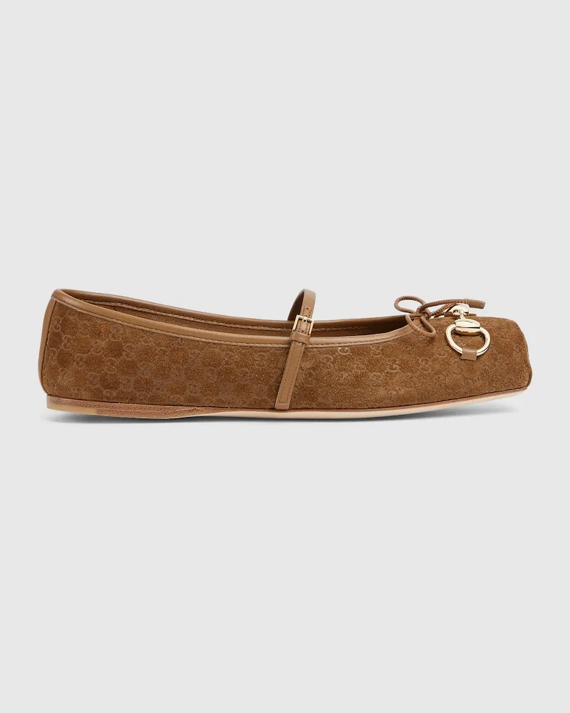 Gucci Horsebit Damenballerina, Größe Braun