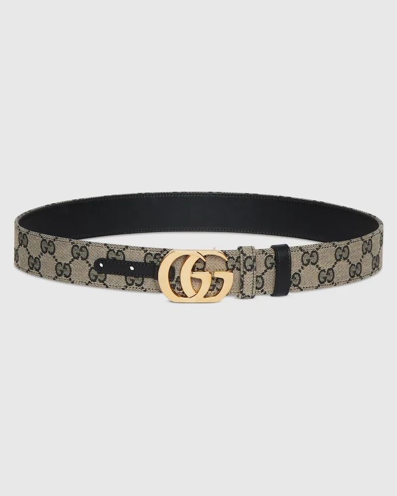 Gucci Reversible Cut GG Marmont Belt Beige