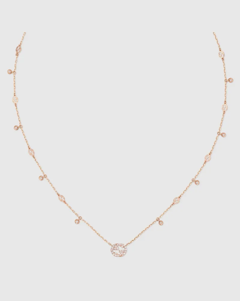 Gucci Interlocking Halskette Mit Diamanten Pink