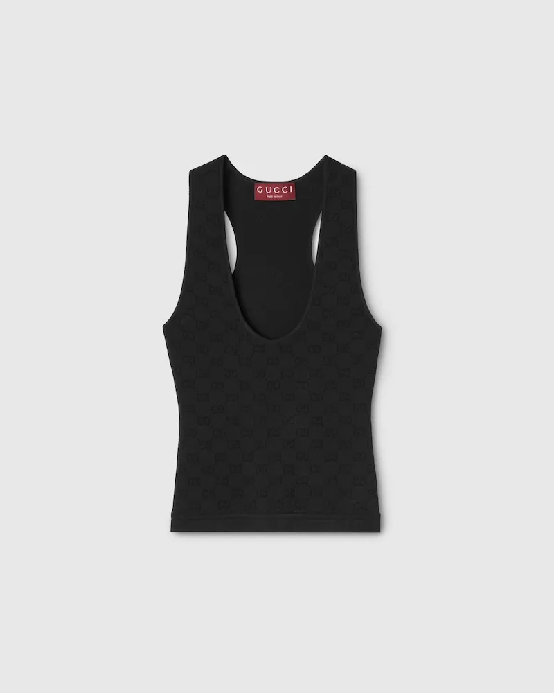 Gucci Tanktop aus Elastischem GG Jacquard, Größe Schwarz