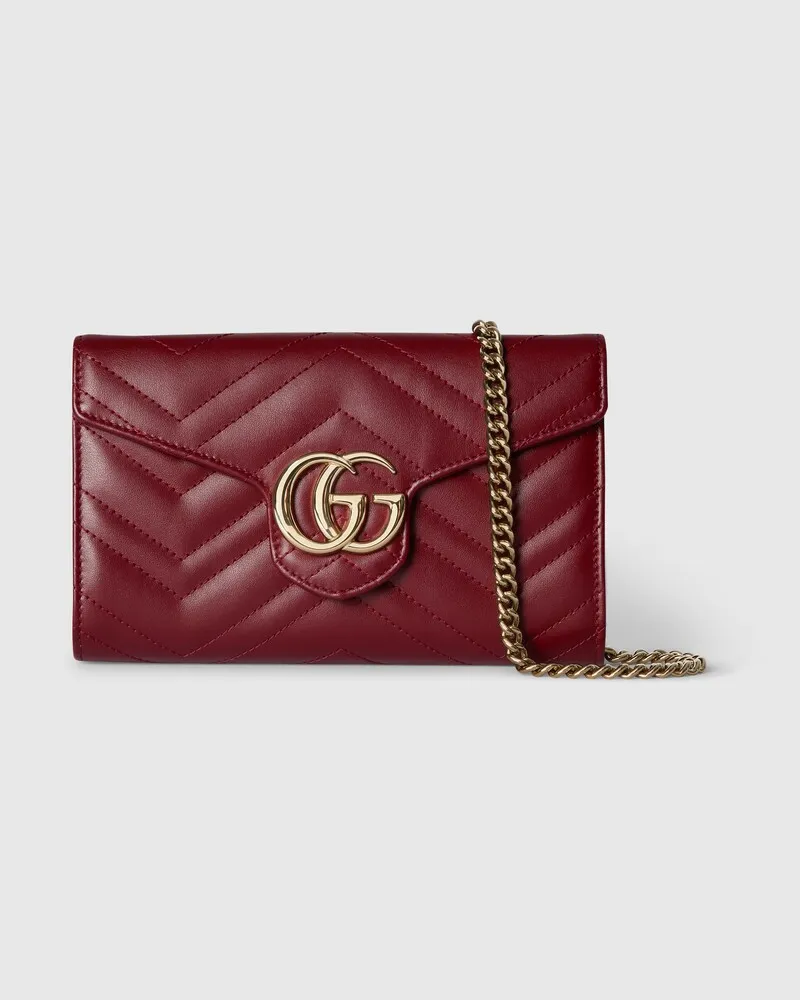 Gucci Portefeuille Sur Chaîne GG Marmont Bordeaux
