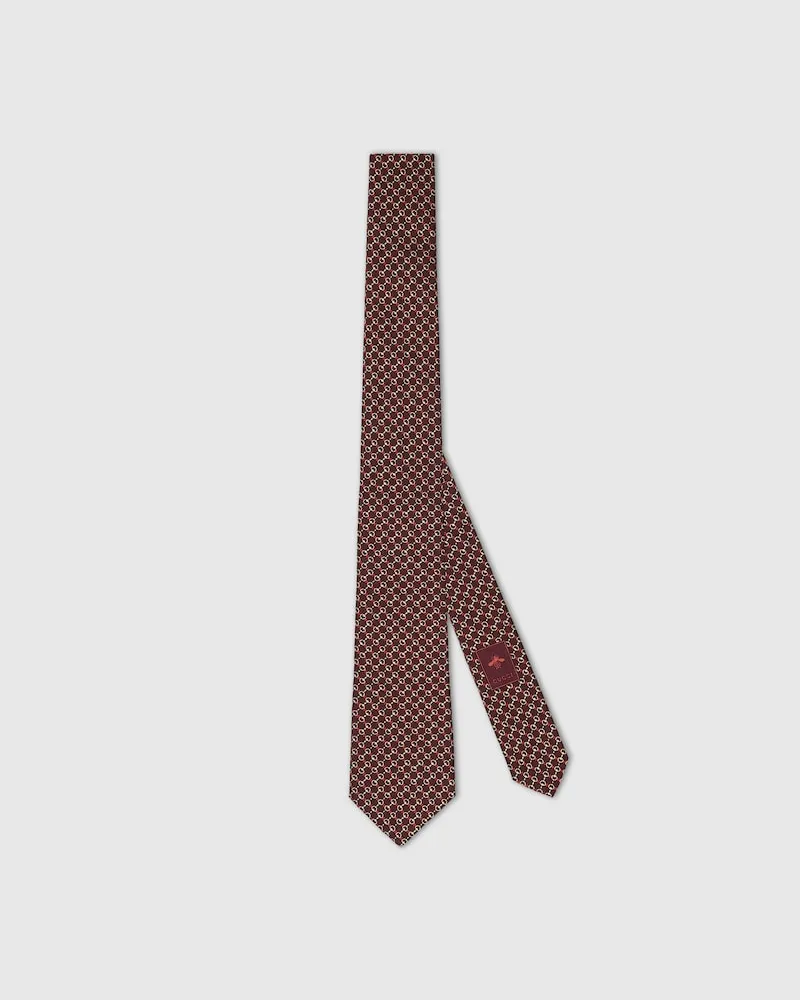 Gucci Krawatte aus Seidenjacquard Mit Horsebit Rot