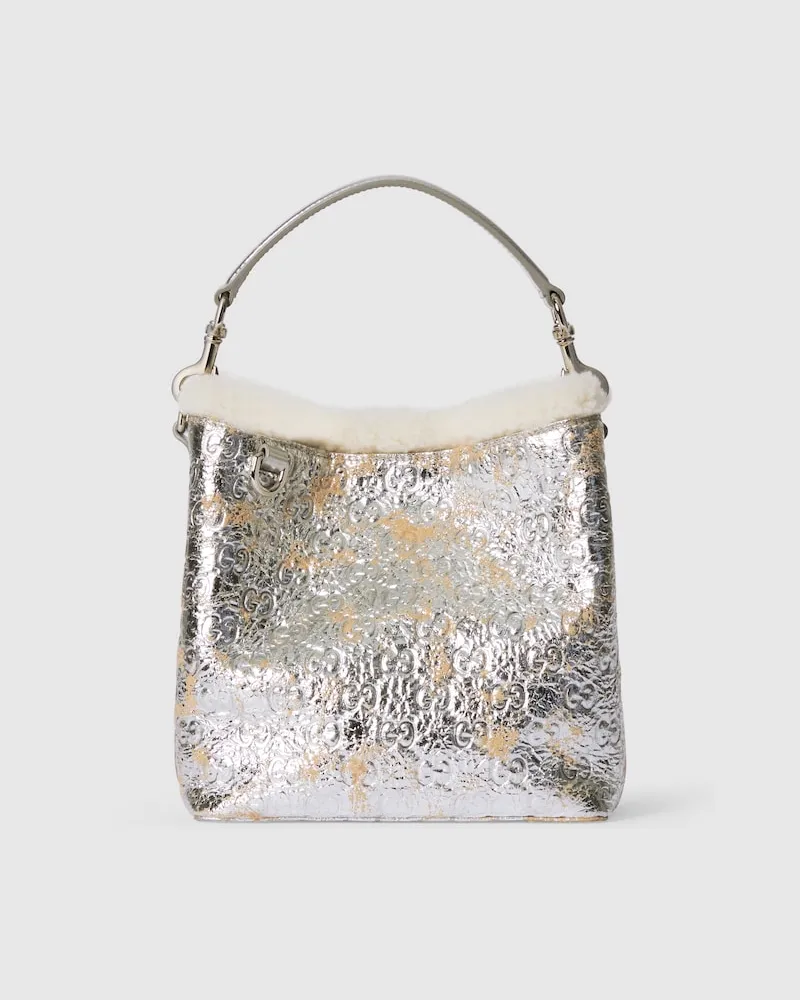 Gucci Kleine GG Emblem Bucket Bag Beige