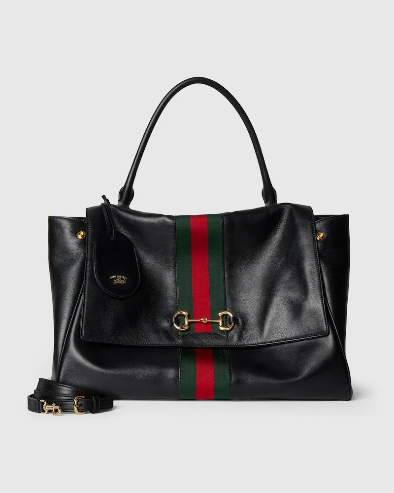 Gucci Große Paparazzo Henkeltasche Schwarz