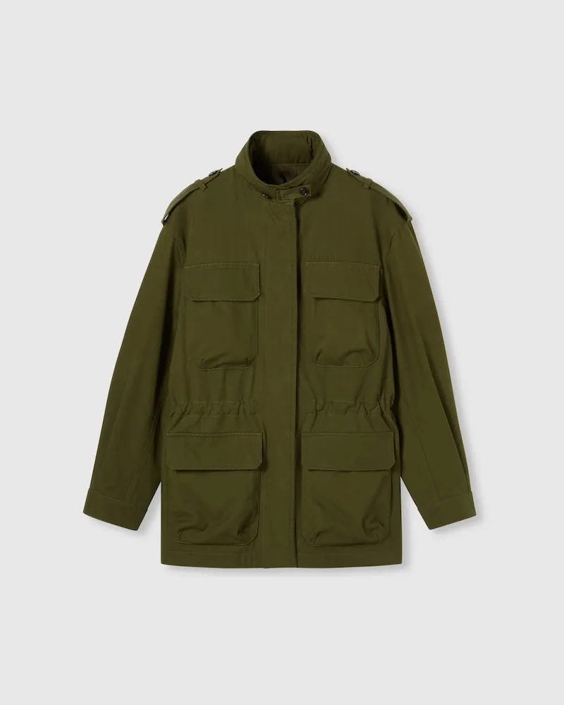 Gucci Jacke aus Baumwollcanvas Mit Stickerei, Größe Grün