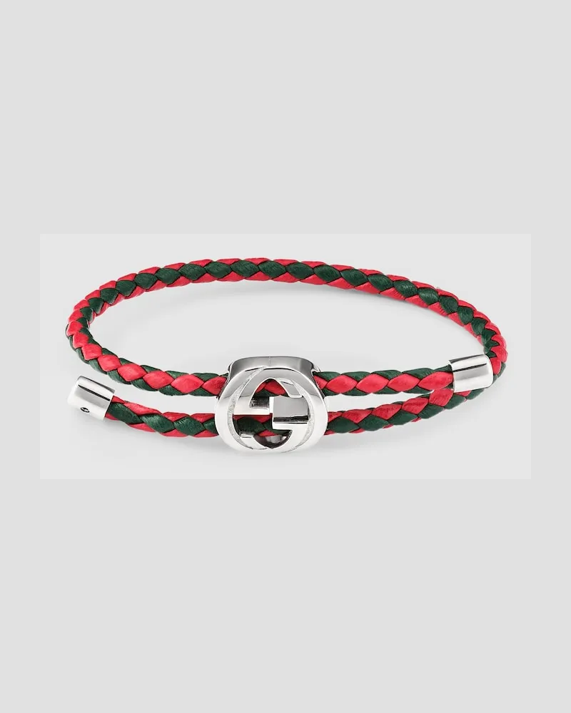 Gucci Geflechtes Lederarmband Mit Web Undefined