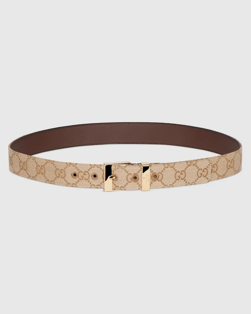 Gucci Gürtel mit Quadratischer Schnalle, Größe 95 Beige