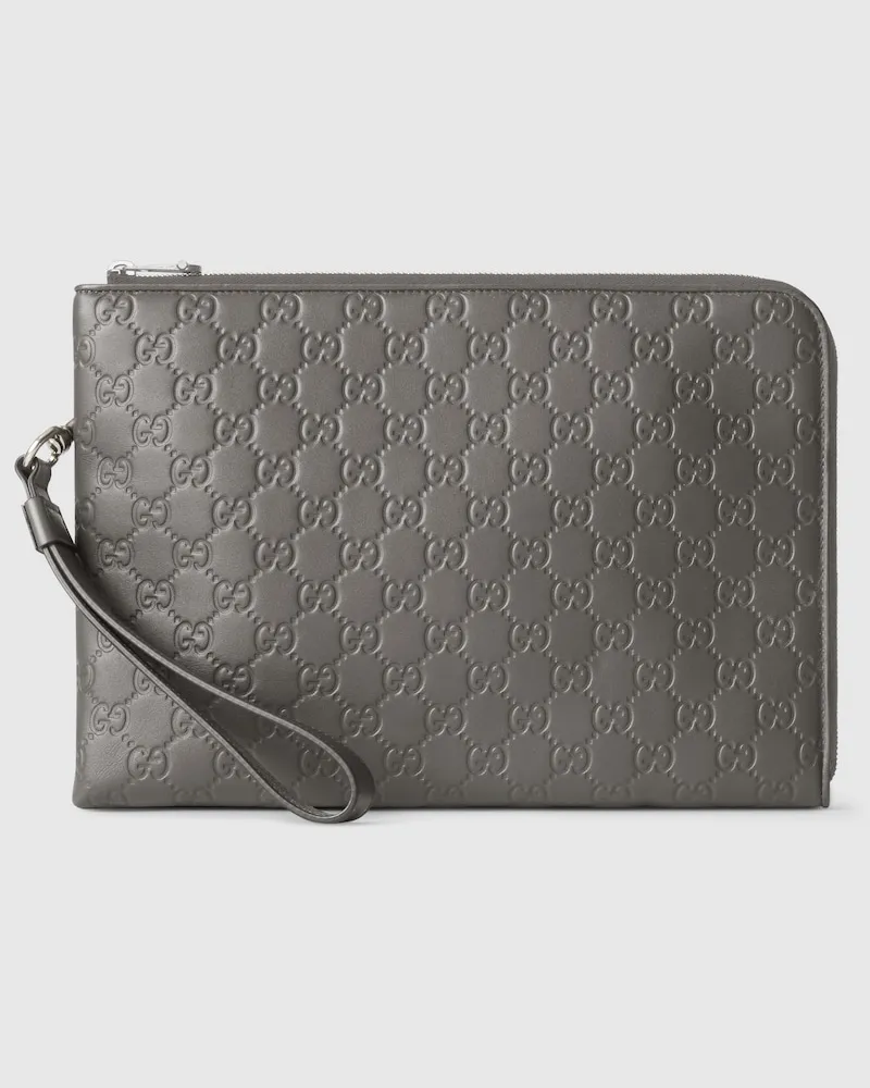 Gucci Pochette GG Emblem moyen Format Gris