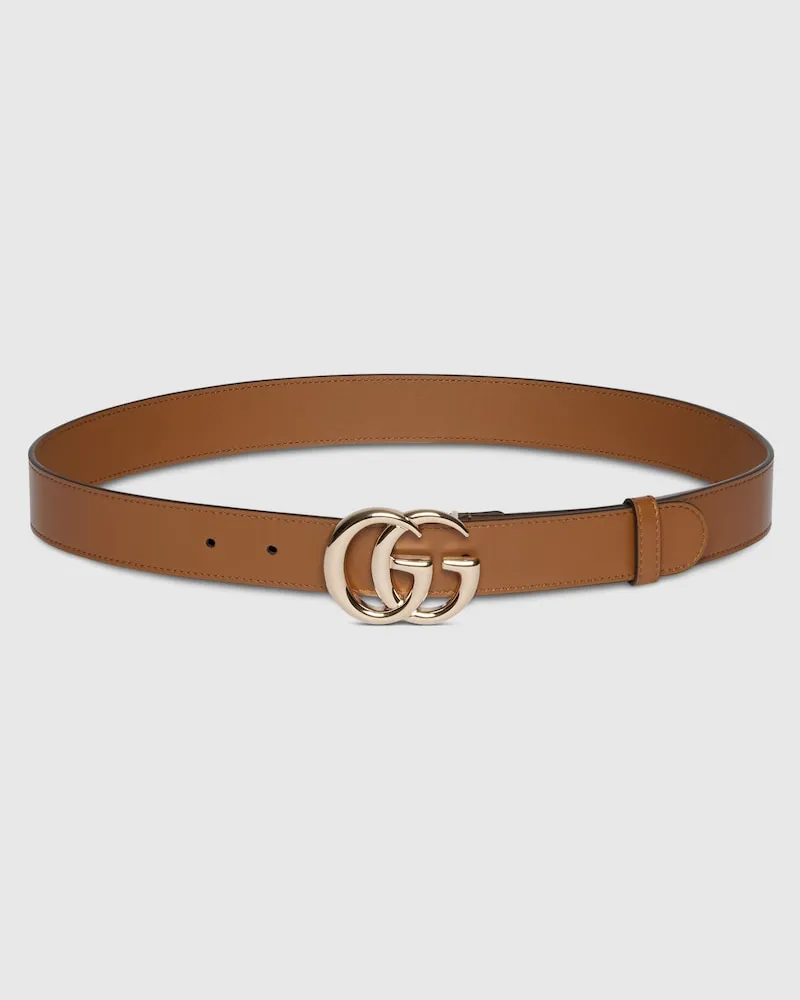 Gucci Schmaler GG Marmont Gürtel, Größe 95 Braun