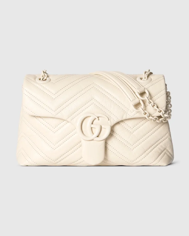 Gucci Kleine GG Marmont Schultertasche Weiß