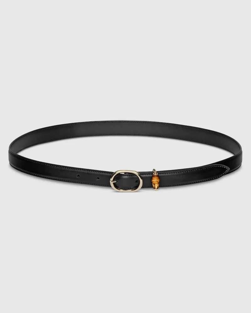Gucci Schmaler Gürtel Mit Ovaler Schnalle, Größe 95 Schwarz