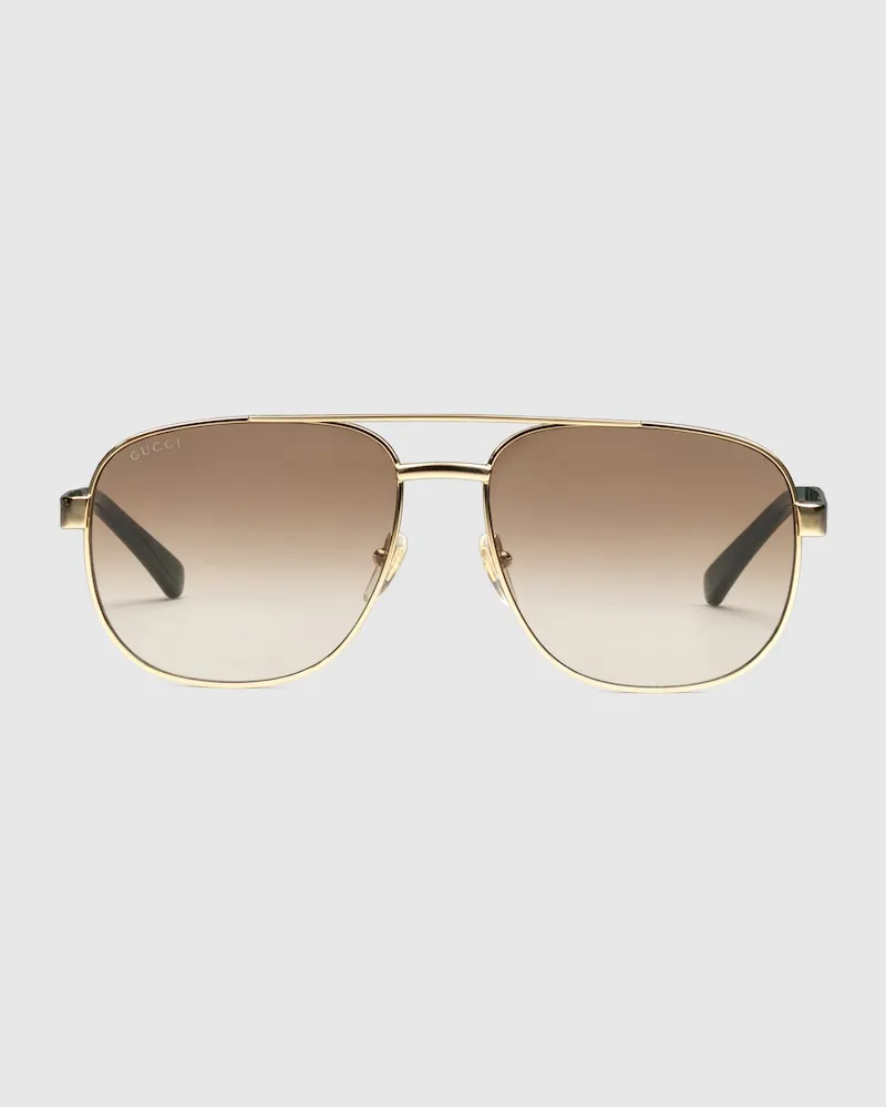 Gucci Sonnenbrille Mit Rahmen Im Navigator-Stil Gold