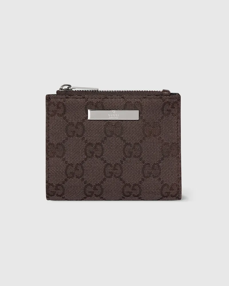 Gucci Kleine Brieftasche mit Plakette Braun