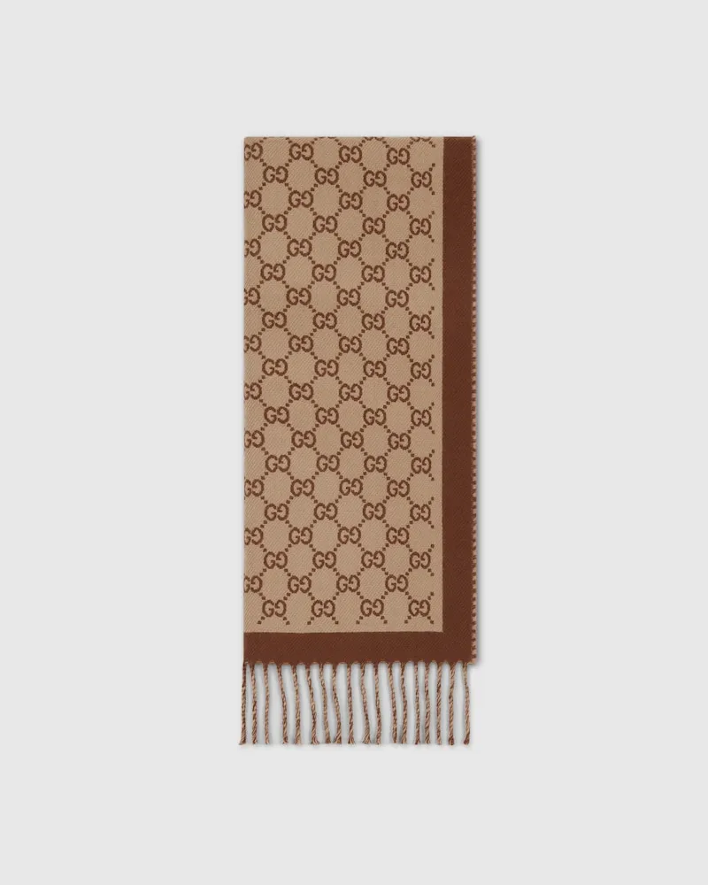 Gucci Schal aus GG Wolle Beige